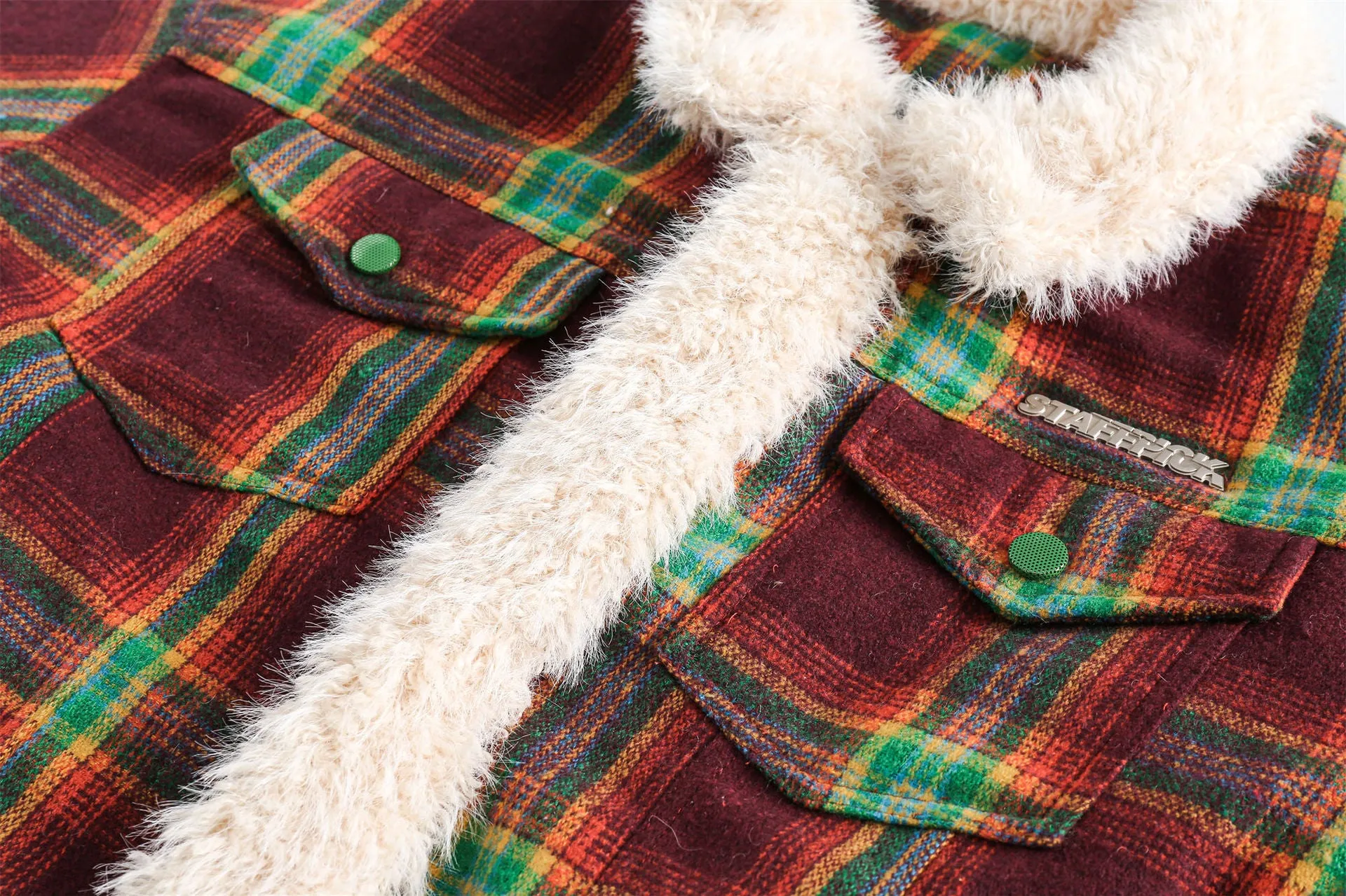 Pre Order:  Plaid Faux Fur Trimmed Jacket