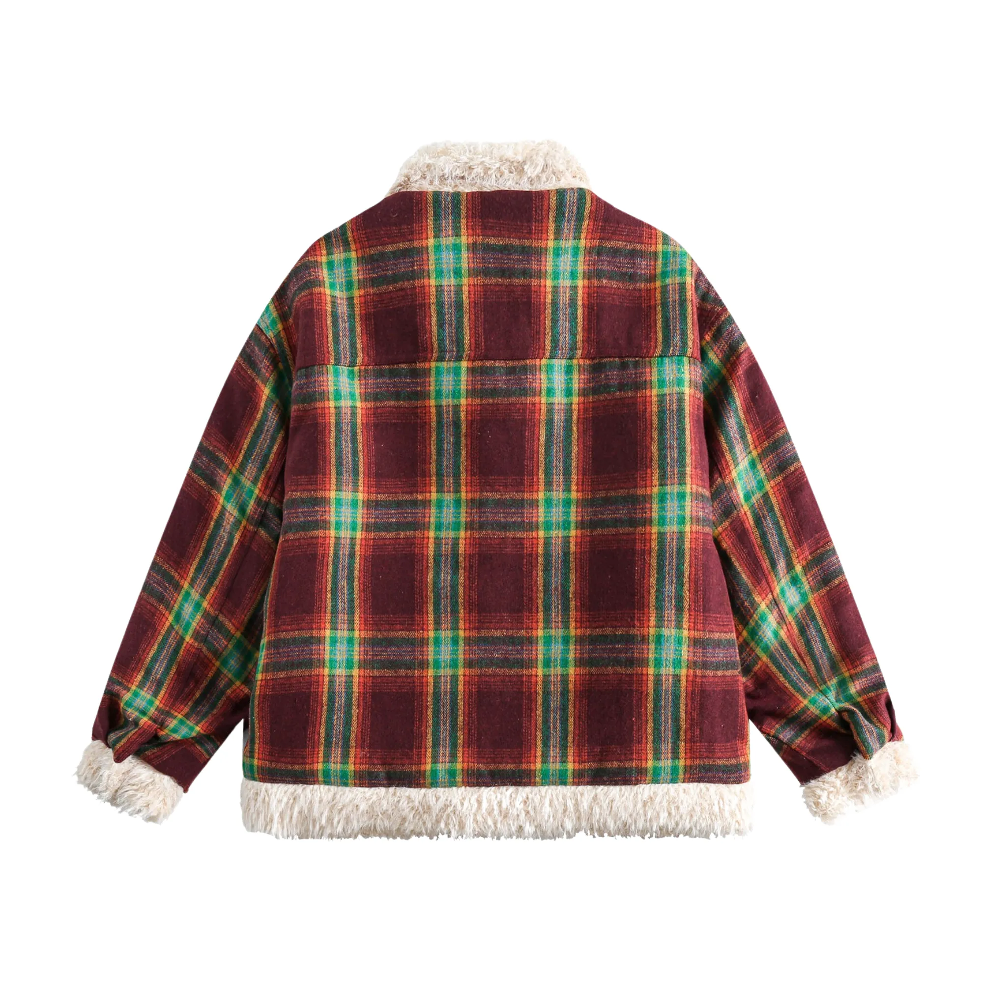 Pre Order:  Plaid Faux Fur Trimmed Jacket