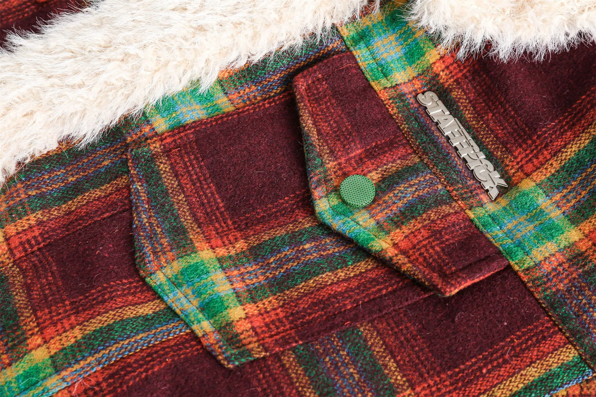 Pre Order:  Plaid Faux Fur Trimmed Jacket