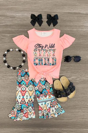 "Stay Wild Gypsy Child" Pink Bell Bottom Set