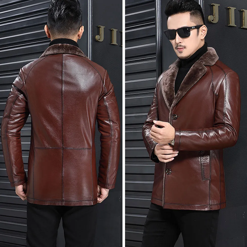 Sheepskin Fur shearling Coat for Men & shearling leather Jacket