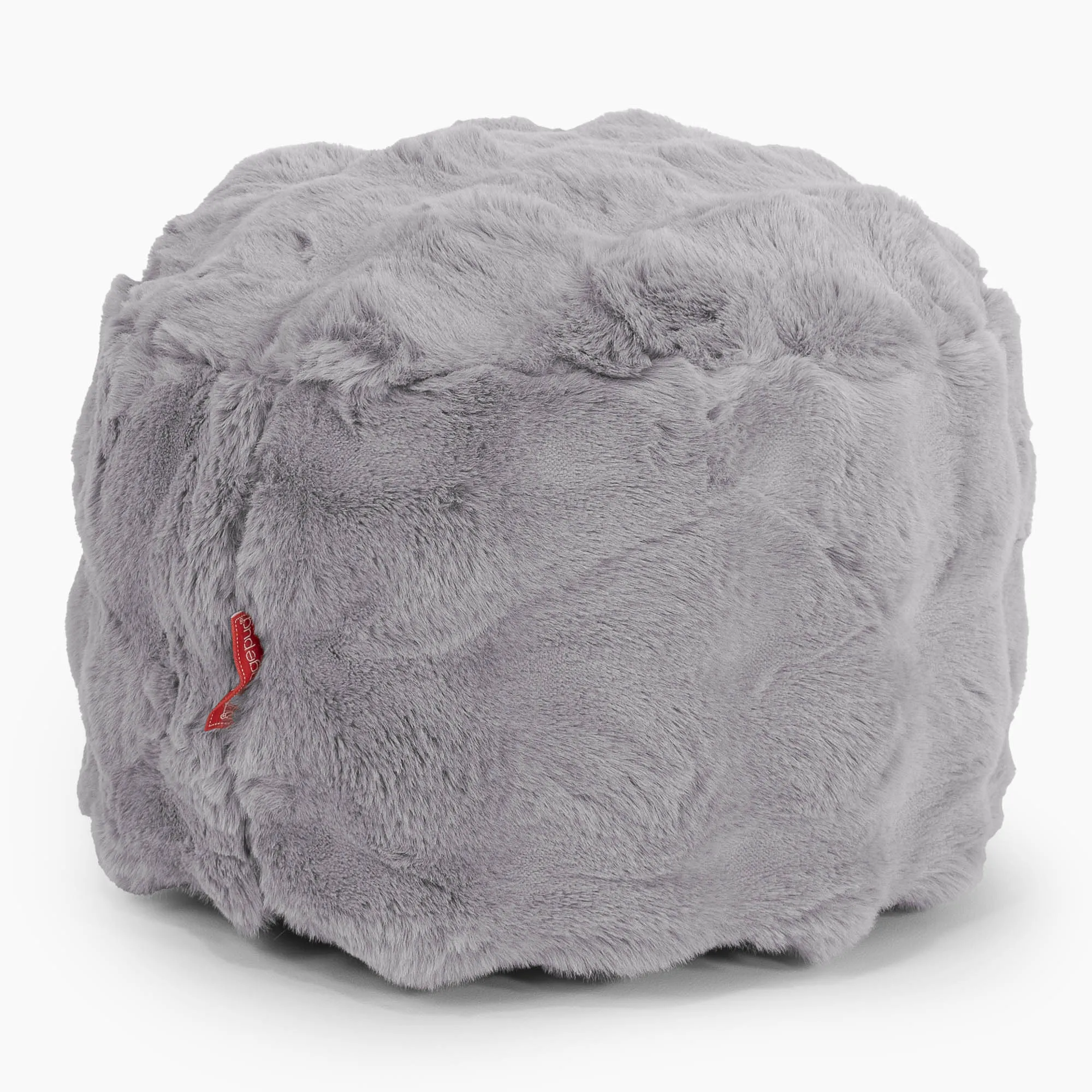 Small Round Footstool - Bubble Faux Fur Grey