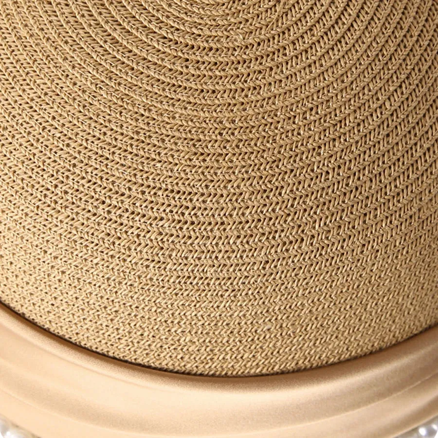 Spring Summer Fragrant Breeze Pearl Bow Sun Protection Straw Hat