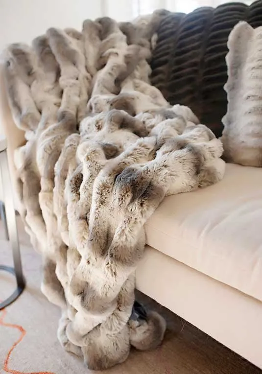 Truffle Chinchilla Couture Faux Fur Throw Blanket by Fabulous Furs