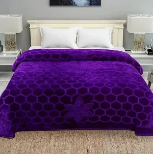 TUNDWAL'S Silk Mink Blanket Luxurious |Super Soft Light Weight Mink Blanket | Floral Embossed Design |Mink Blanket Single Bed for Winter-(Purple)-Pack of 1