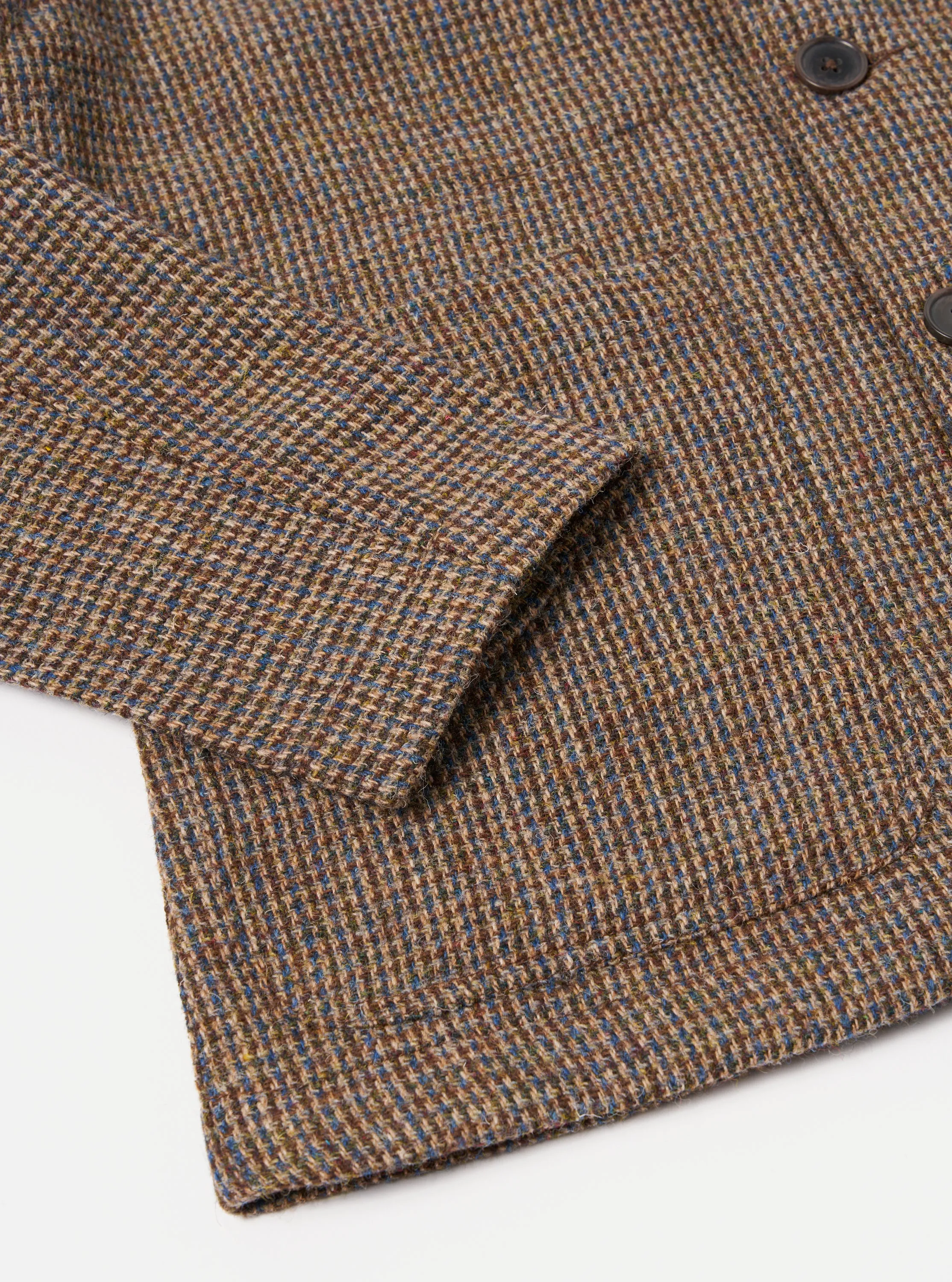 Universal Works Bakers Jacket in Brown Harris Tweed Plaid