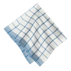 Windowpane Napkins Blue & Natural, Set of 4